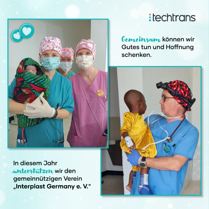 INTERPLAST Germany e. V. Team mit Kindern nach erfolgreicher Behandlung in Tansania.